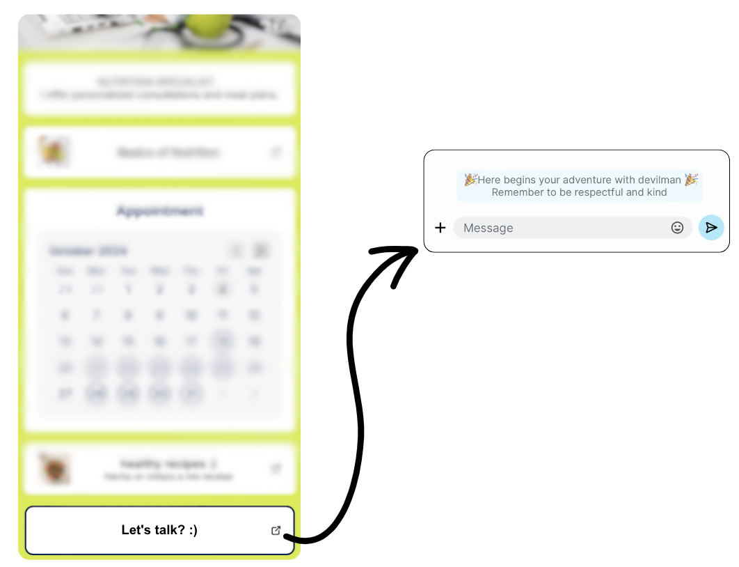 Image of a Dooyu profile highlighting the Chat section