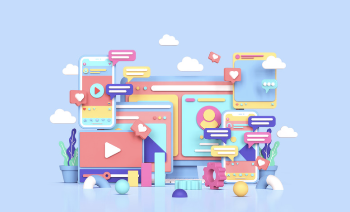 Elementos gráficos relacionados con redes sociales.