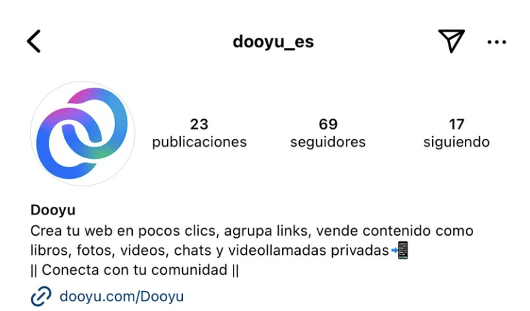 Biografia del instagram de Dooyu, con un link en bio.