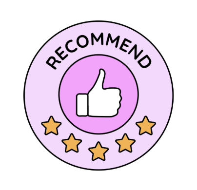 Icon of a hand recommending and 5 stars.