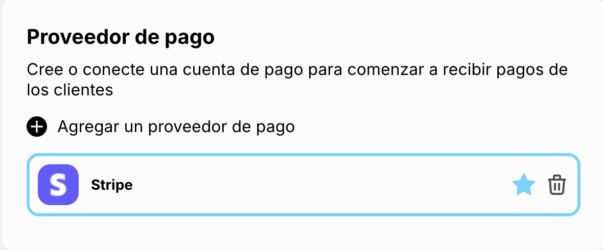 Captura de pantalla donde eliges el proveedor de pago.