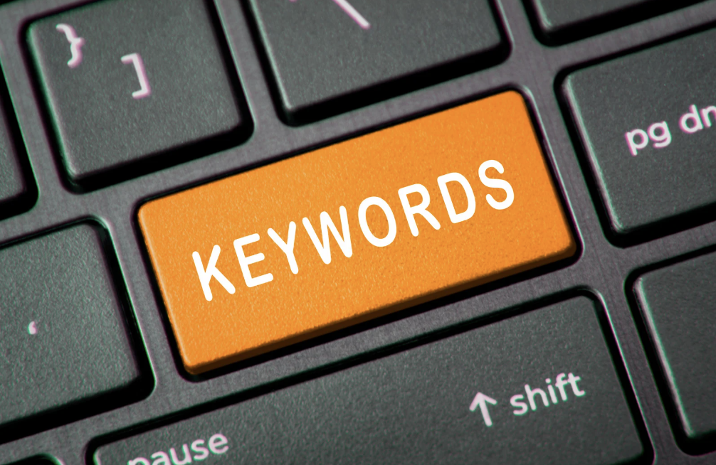Image of a keyboard with a key labeled "Keywords"
