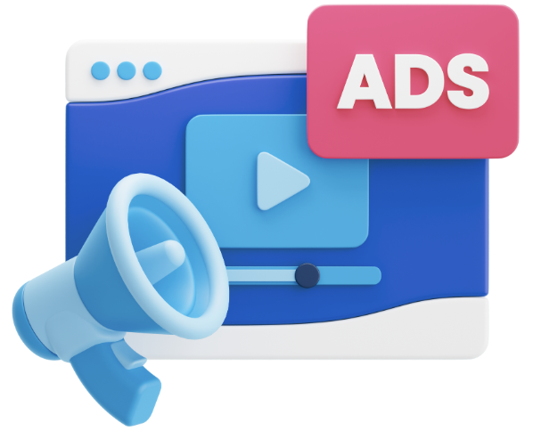 Image of a graphic element that says "Ads"
